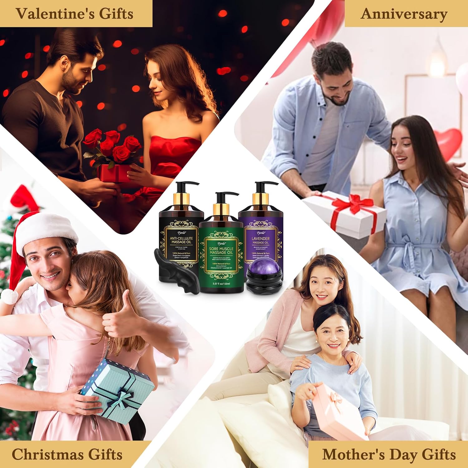 3 Pack Massage Oil for Massage Therapy, Lavender Oil for Relaxing, Sore Muscle Arnica Oil & Cellulite Massage Oil, with Massage Roller Ball & Thumb Saver Tool, Valentines Gift for Women - Image 9