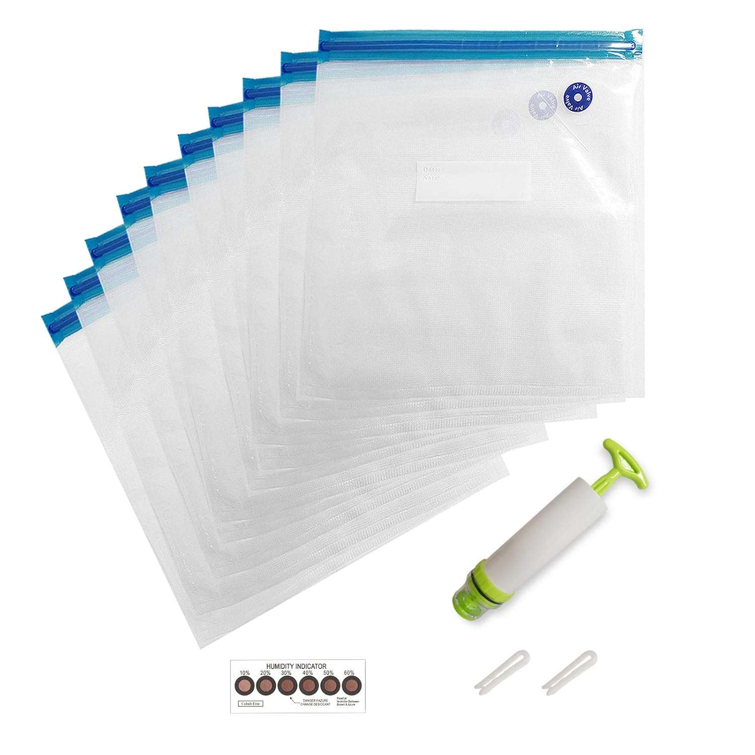 Goograin 3D Printer Filament Storage Bags,Vacuum Sealed Dry Bags Kit to Prevent and Monitor Moisture Storage Dry Bags,10 Storage Bags with 1 Hand Pump,2 Sealing Clip : Industrial & Scientific