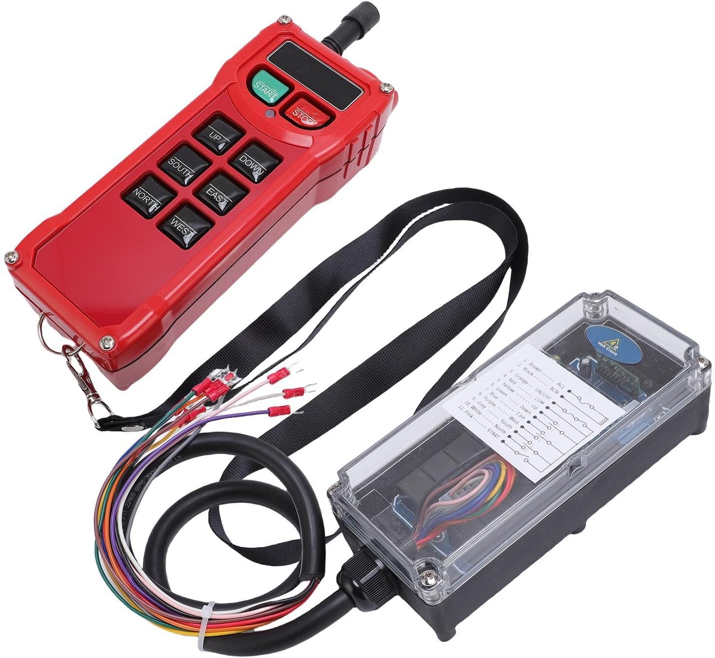 Industrial Remote Controller, 8 Button Water Proof Anti Drop Radio Transmitter with Emergency Stop Switch, for Electric Hoist Overhead Crane Concrete Pump Truck
