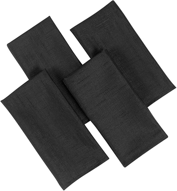 Premier 17 x 17-inch Linen Look Napkins, Pack of 4, Black
