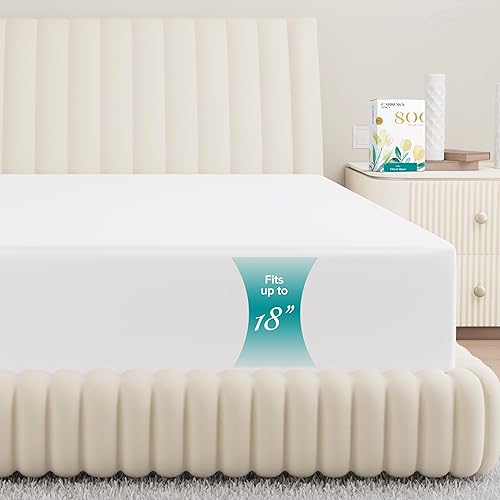 Miniatura 169 de Carressa Linen Sábana bajera ajustable 100% algodón tamaño King – Sábana bajera de 800 hilos King de algodón, lujosamente suave, refrescante