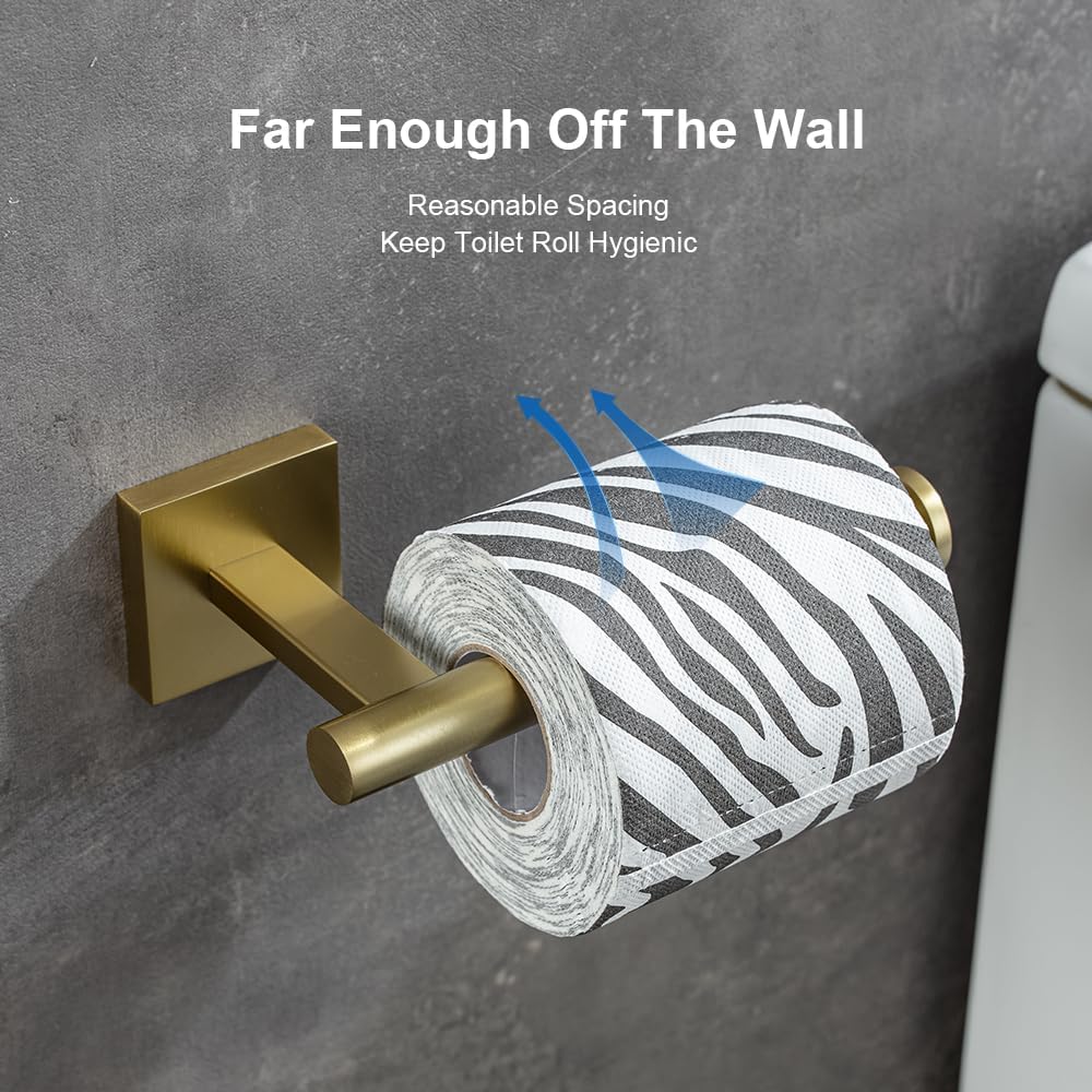 Wall-Mount Toilet Paper Holder, Open Arm, Brushed Gold image 4