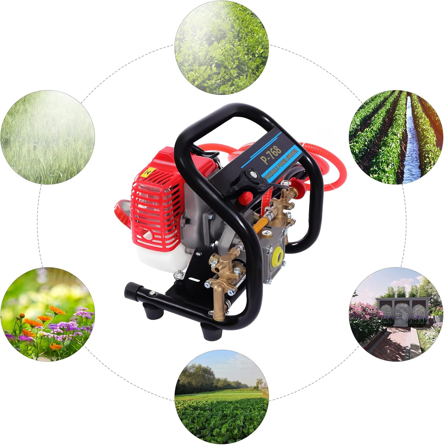 26CC 2 Stroke High Pressure Mist Duster Sprayer, 0.9HP Handheld Gasoline Agricultural Spraying Machine, Gas Powered Sprayer, Agricultural Equipment Suitable for Pesticide Spraying in The Field