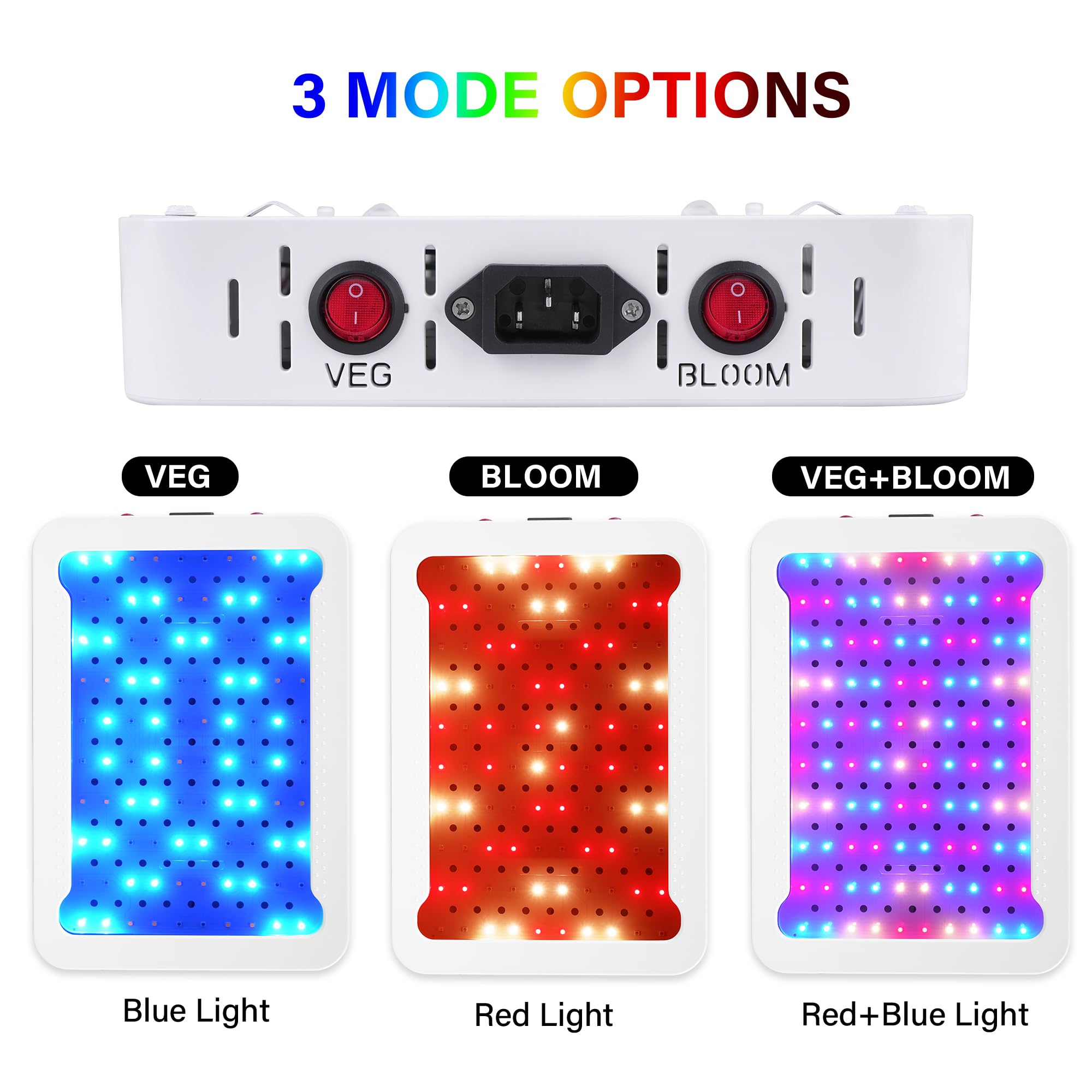 Beelux 1000w LED Grow Light for Indoor Plants Full Spectrum, Upgrade Dual Chips and Dual Switch Plant Grow Lights for Seed Starting Veg and Flower Greenhouse (Actual Power 100W=1000W HPS)