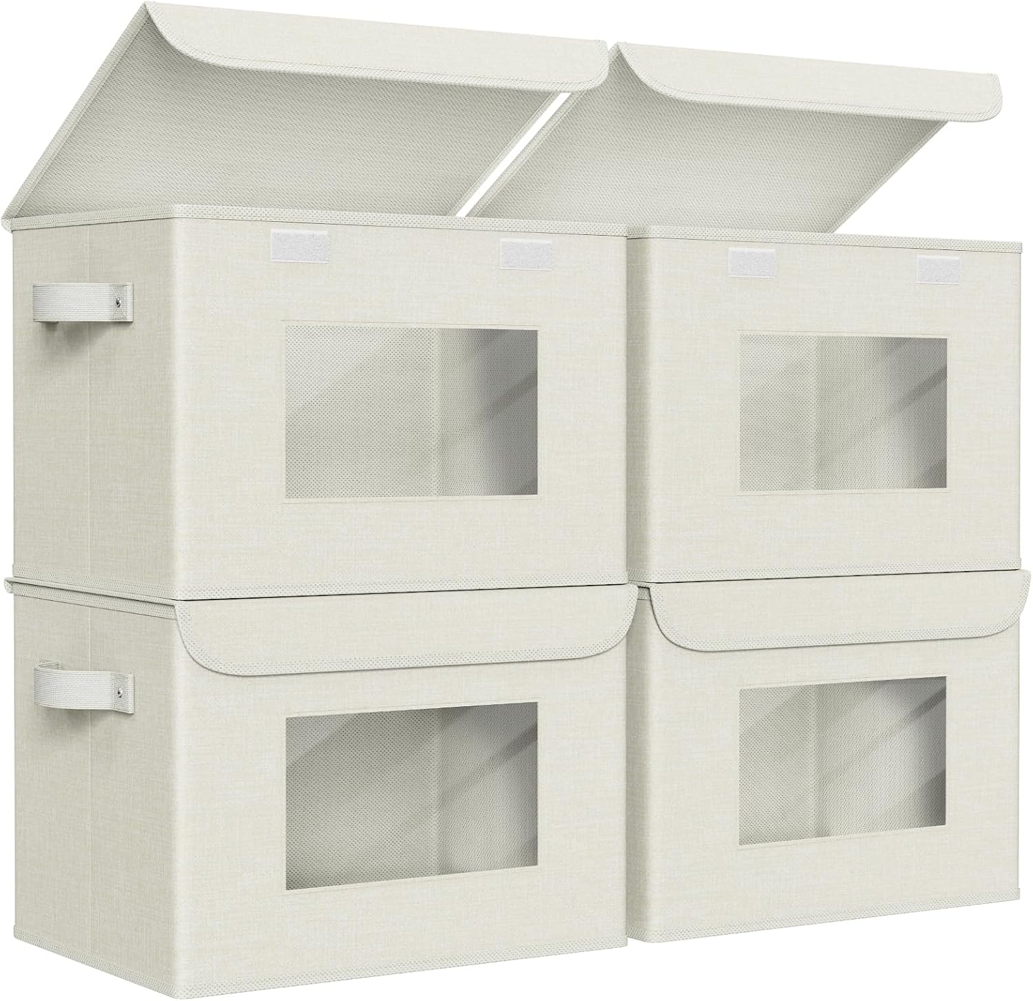 Univivi Larger Fabric Collapsible Storage Bins, Foldable Storage Boxes with Lids, Storage Cube Organizer Basket for Home, Closet, Bedroom(Gray, 17“ x 12” x 12")