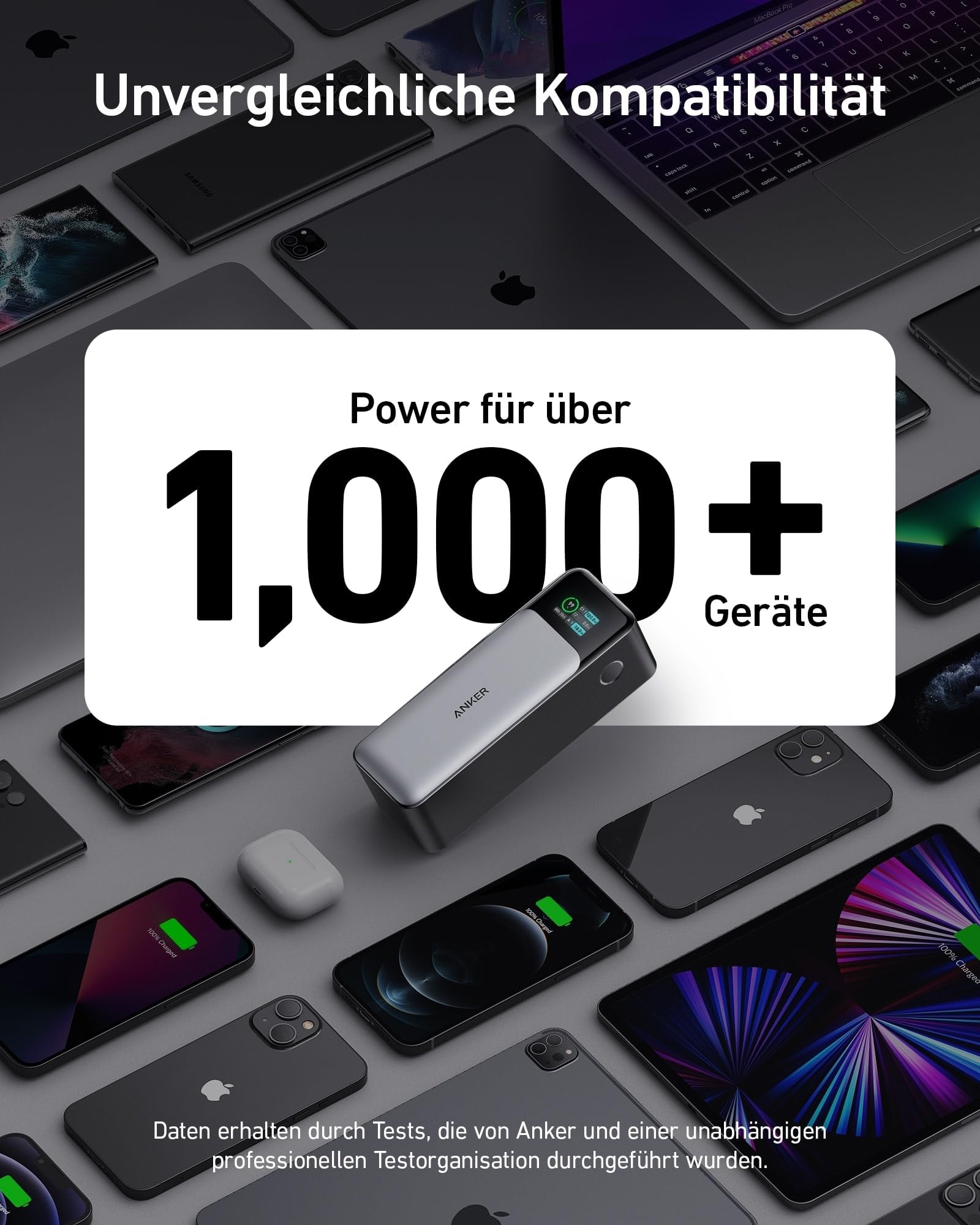 Anker 737 Power Bank, 140w 24000mAh Powerbank mit 3 Anschlüsse, Digitales Display, Kompatibel mit iPhone 17/16/15/14, Galaxy, MacBook, AirPods