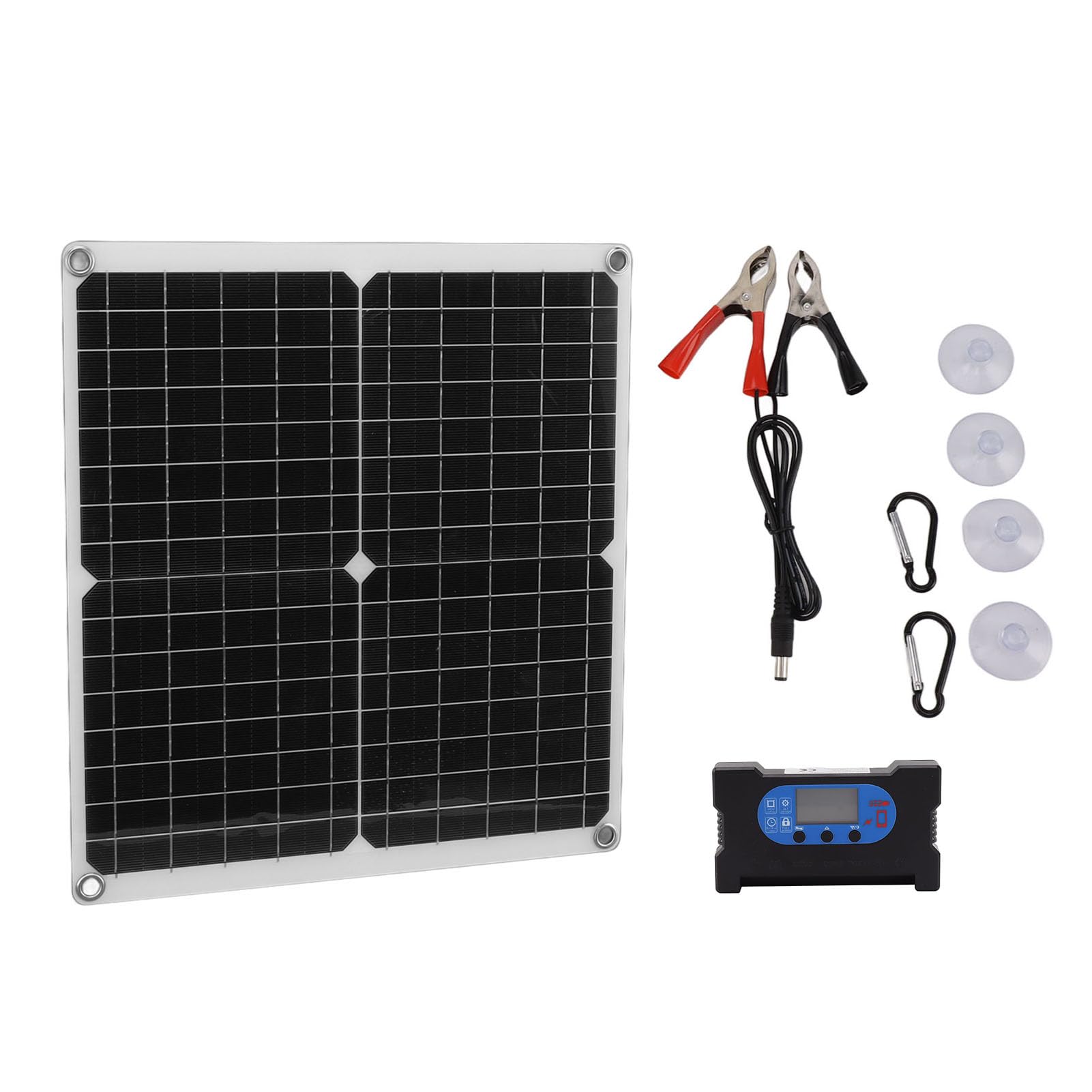 Hyuduo Pannello Solare Kit Modulo Solare da 25 W con Controller 100 A Protezione del Circuito di Uscita Stabile Installazione Semplice per Strumenti di Illuminazione da Campeggio per