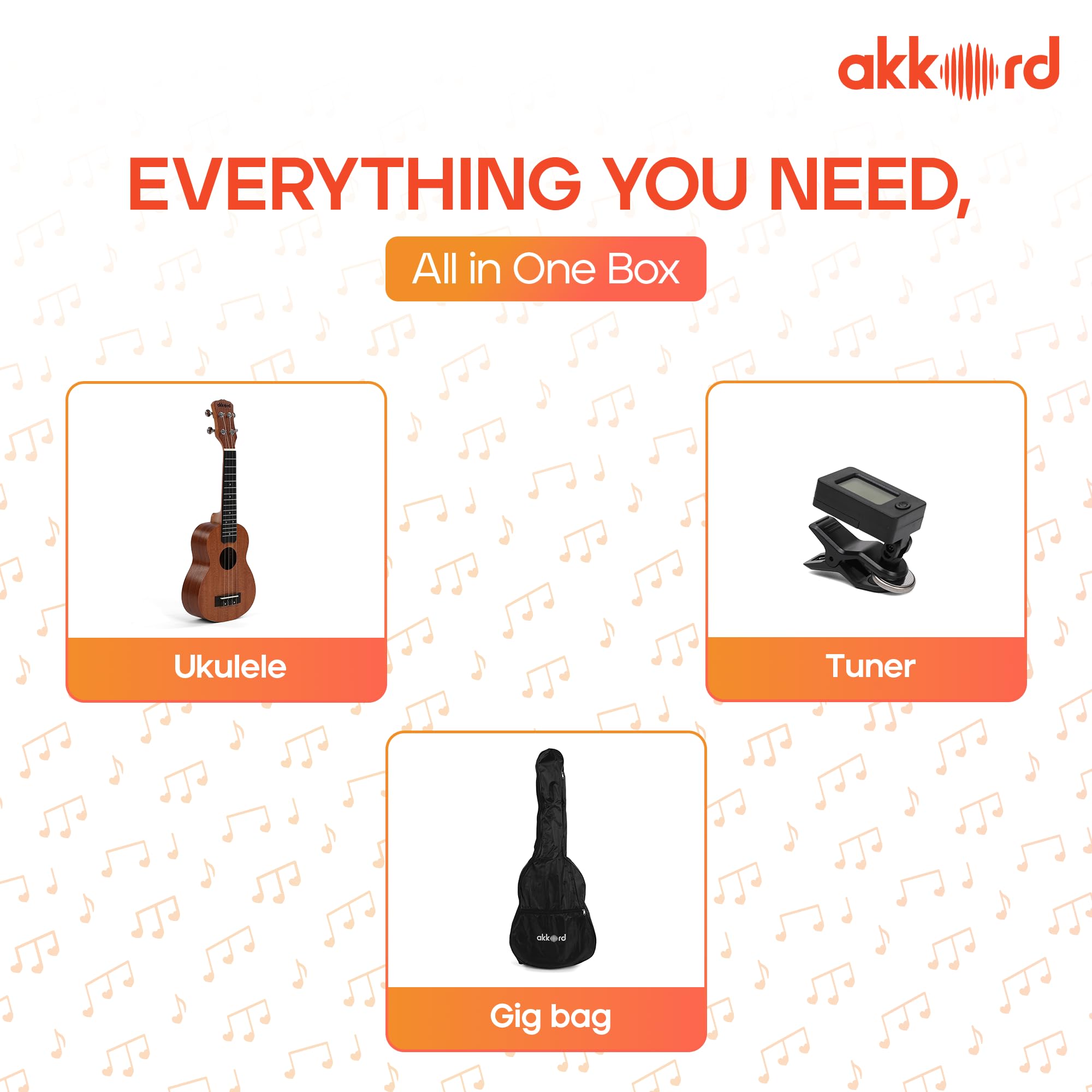 Akkord Concert Size 23" Ukulele, Sapele Wood with Built-In Equalizer- with Gig-Bag and Tuner - Image 6 thumbnail