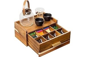 Acacia Wood Tea Bag Organizer for the Perfect Tea Station.
