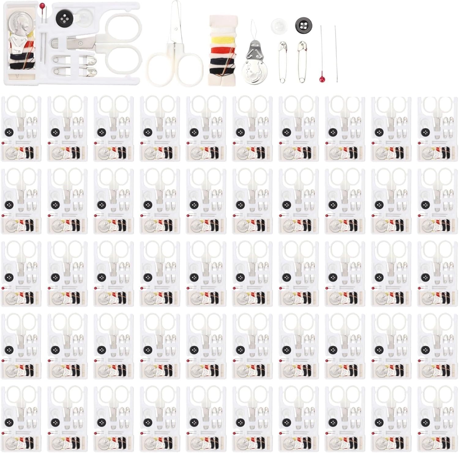 DORMIYA 50PCS Mini Sewing Kit, Travel Sewing Kit with Mini Storage Box, Assorted Color Threads, Scissors, Buttons, Sewing Kit for Beginner, Travel, Home, and Daily Use