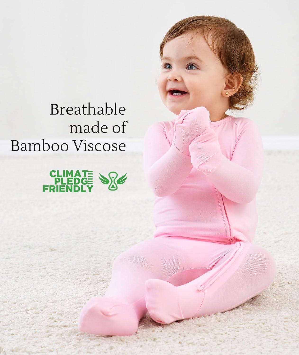 Bamboo Viscose Baby Girls Footless Zipper Pajamas Newborn Sleepers