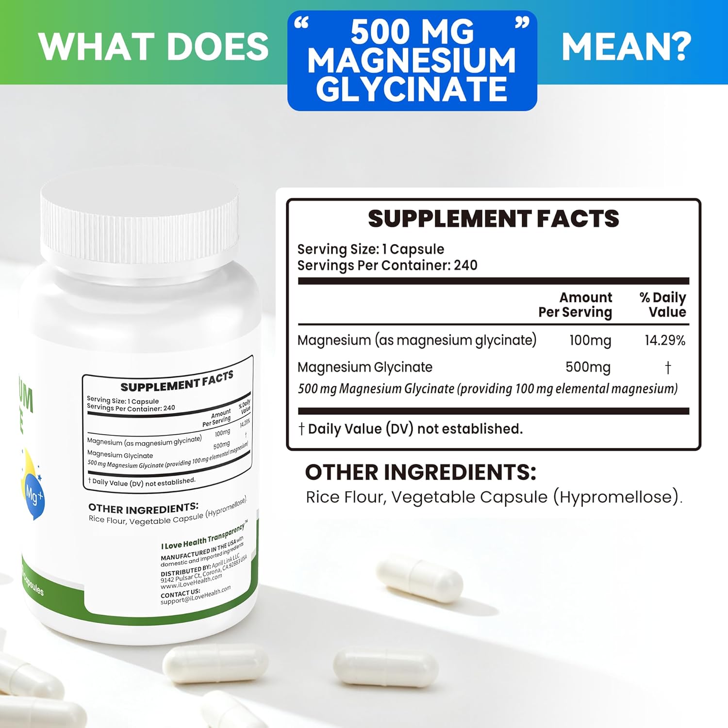 Magnesium Glycinate 500mg per Capsule – 240 Capsules – High Absorption Magnesium Supplement for Relaxation, Calmness & Muscle Support – Gentle on Stomach – Made in USA - Image 2