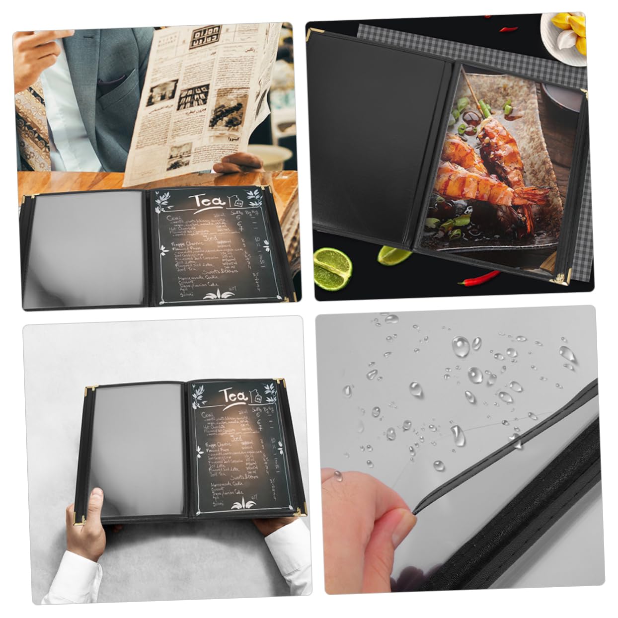 MOLUCKFU Personal Planner Cover Clear Menu Covers Menu Holder Cover Menu Holders for Restaurant Transparent Menu Sleeve Menu Protector Recipe Holder Folder Cover Planner Binder PVC Black