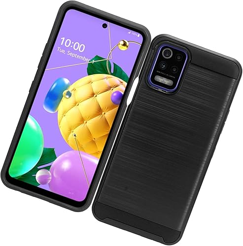 Miniatura 5 de CELZEN - Para LG K52 (LM-K520) - Funda de teléfono estilo cepillado - CS3 Negro