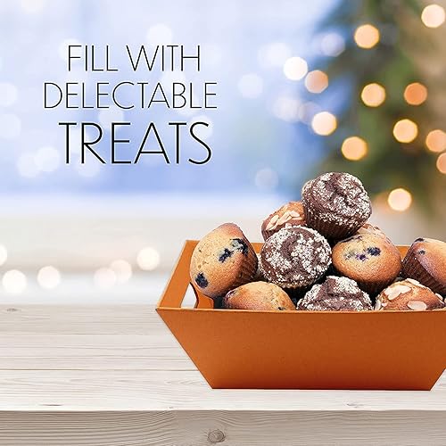 Miniatura 7 de Paquete de 5 cestas marrones de 8 x 10 pulgadas para regalos vacías, cestas con asas, regalo, condolencias, desayuno, ocasión, vacaciones,