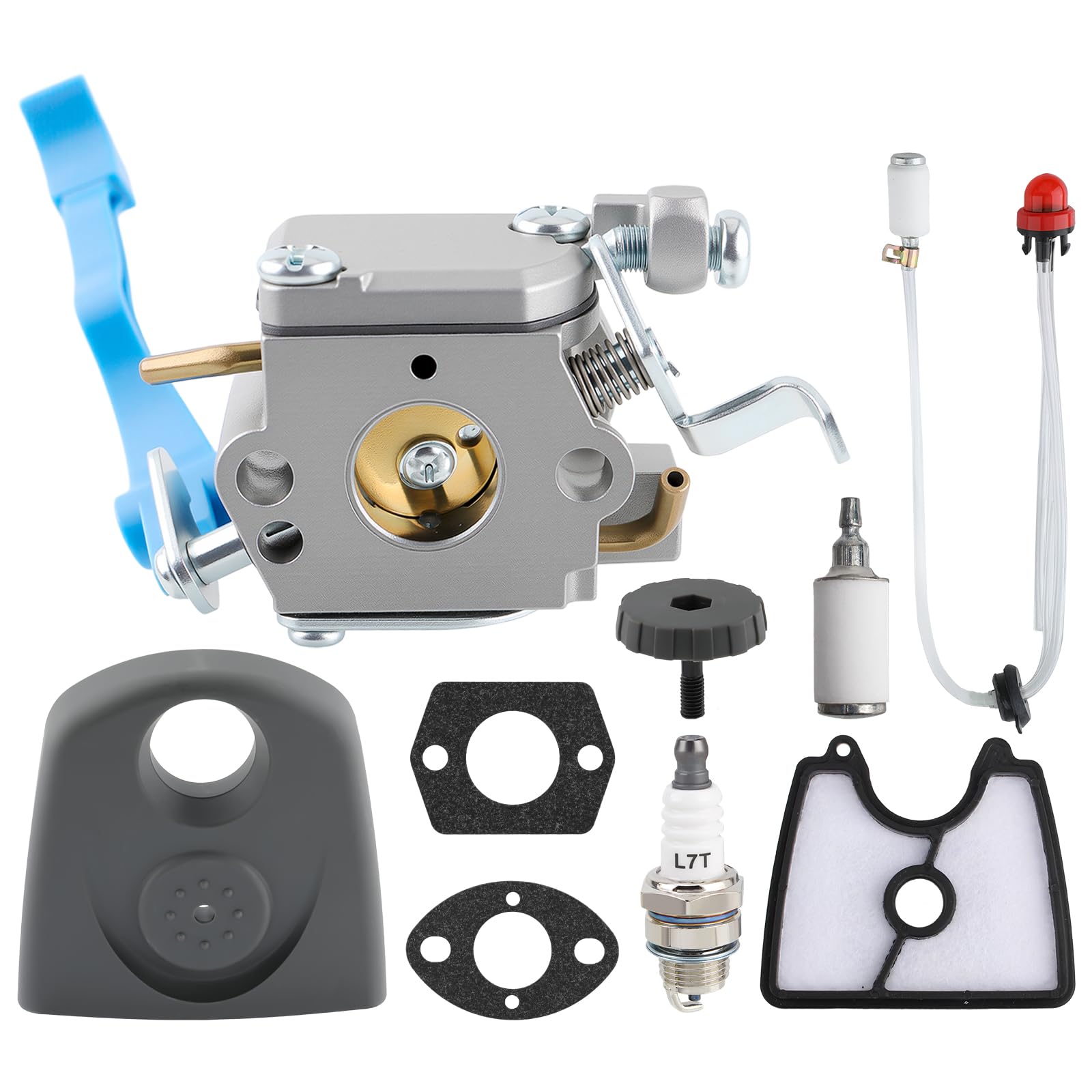 GoaMotors 125B Carburetor 590460102 with Air Filter Fuel Line Kit Fit for Husqvarna 125B 125BX 125BVX Leaf Blower Trimmer for Zama C1Q-W37 Air Filter Cover for Craftsman 358794810 358794811 Blower