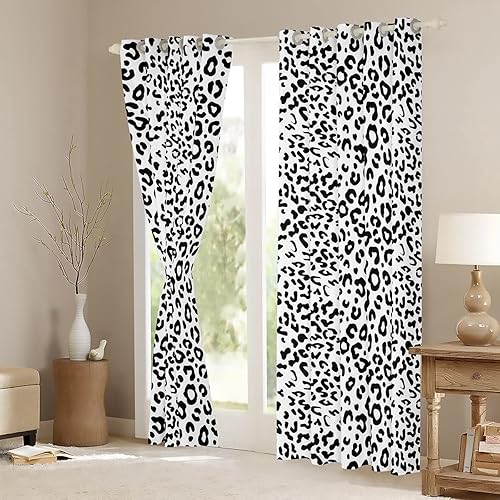 Miniatura 3 de Cortinas de ventana con estampado de leopardo blanco y negro, cortinas de ventana con estampado de guepardo, para hombres, África, animales, vida
