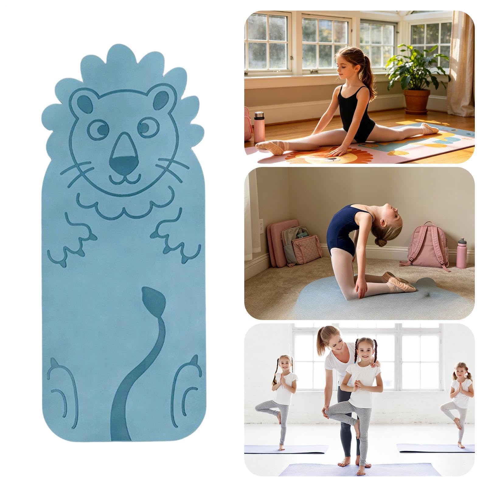 Esterilla de yoga para niños, almohadilla de pilates con patrón de animales de dibujos animados, tapete de yoga absorbente de sonido, para el hogar, gimnasio, sala de estar, dormitorio, apartamento