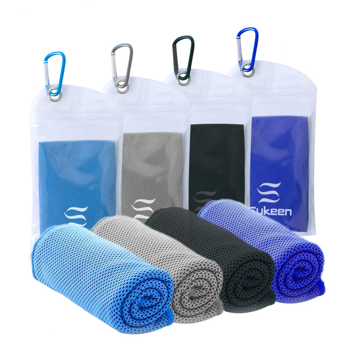 Sukeen [4 Pack] Cooling Towel (40"x12"),Ice Towel,Soft Breathable Chilly Towel,Microfiber Towel for Yoga,Sport,Running,Gym,Workout,Camping,Fitness,Workout & More Activities