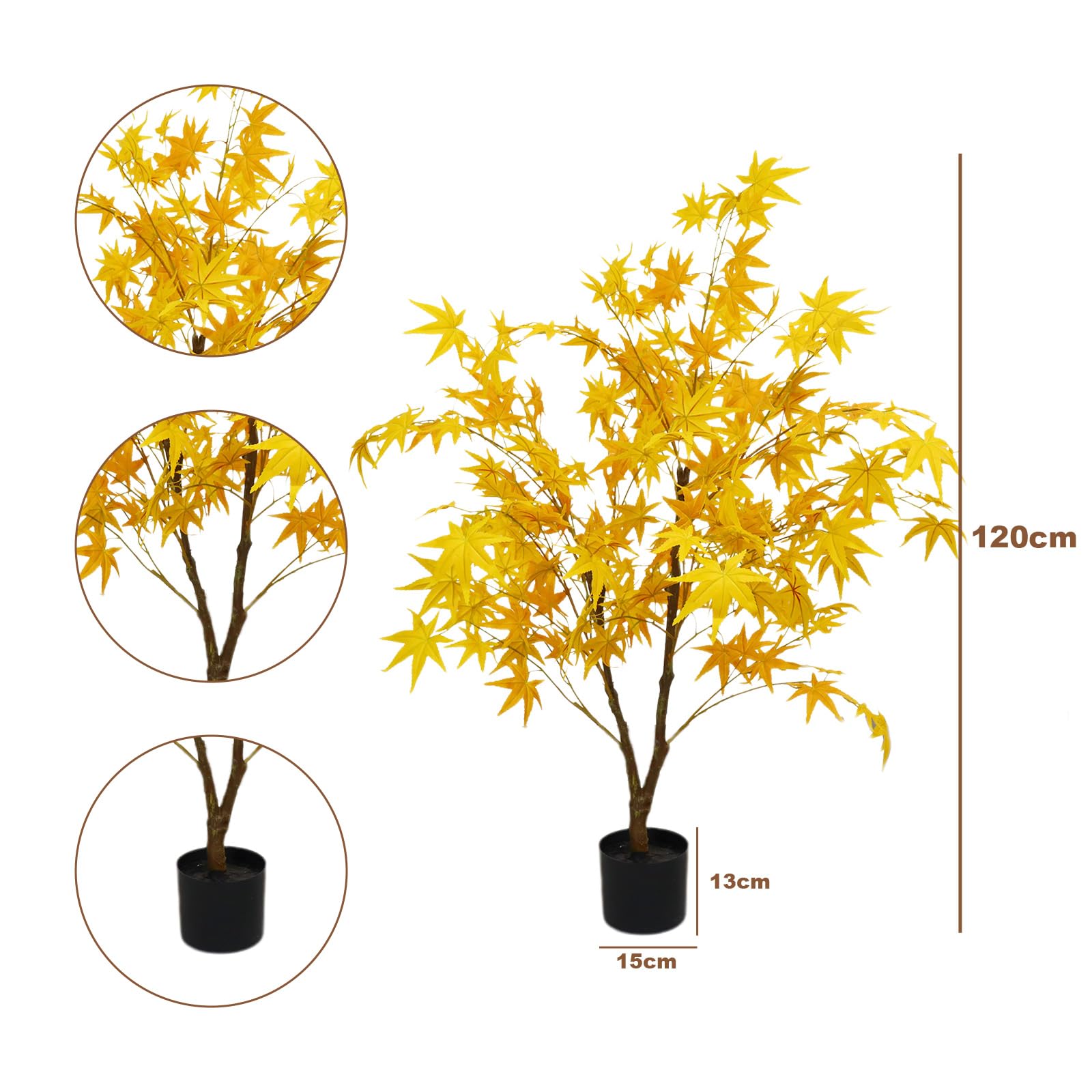 Kunstbaum Ahorn, Dekorativer Künstlicher Baum für Den Innenbereich, Künstlicher Ahorn im Topf als Wohndeko, Kunstpflanze für Drinnen Und Draußen Haus Büro Garten Moderne Dekoratio, 120cm