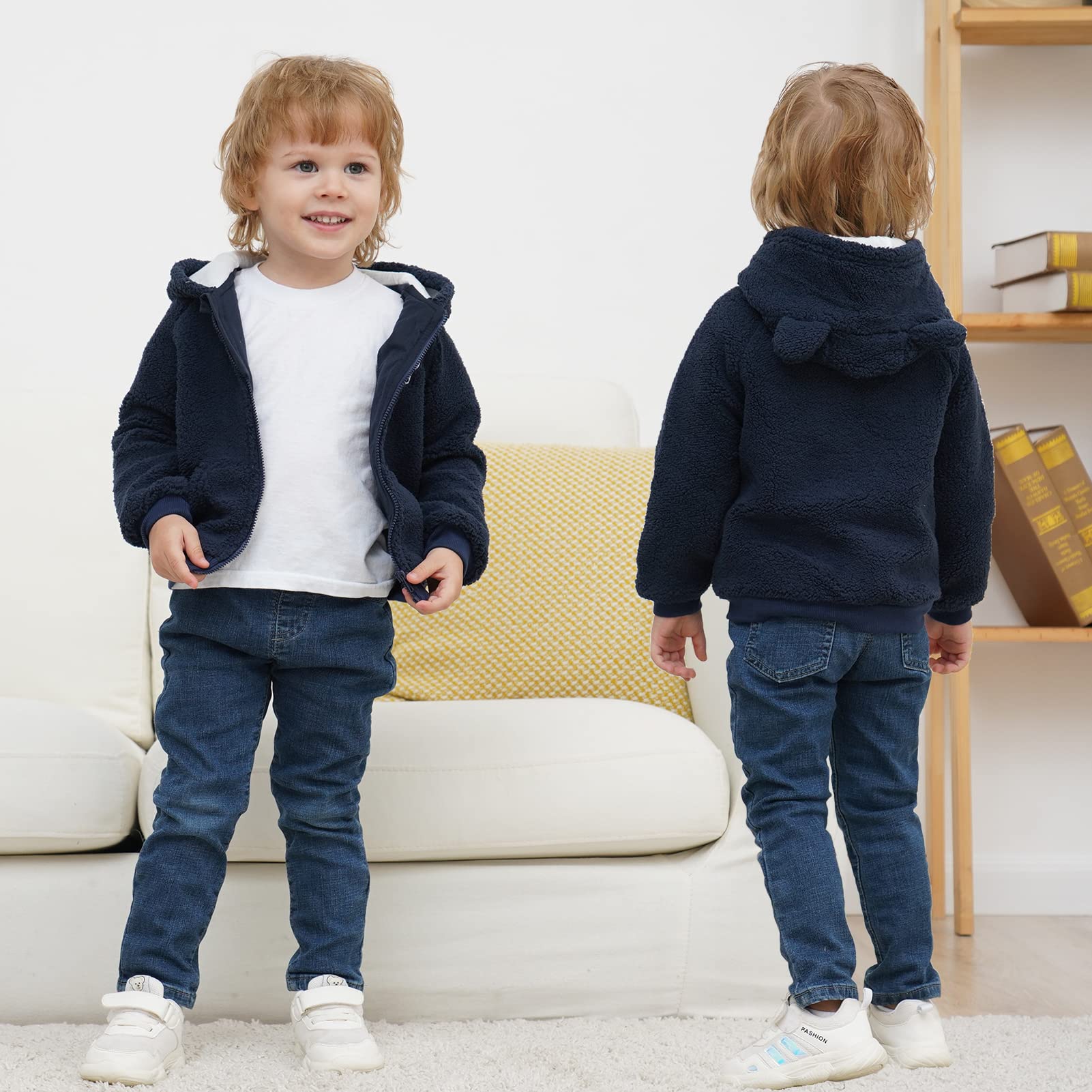 Bébé garçons filles dessin animé polaire veste à capuche manteau avec oreilles chaud vêtements d'extérieur manteau Zip Up manteau
