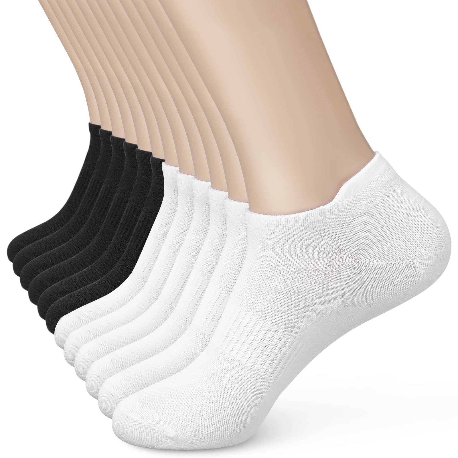 Sallking Women's Ankle Cotton Socks - Low Cut Athletic Running Soft Thin No Show White Socks With Tab 6 Pairs