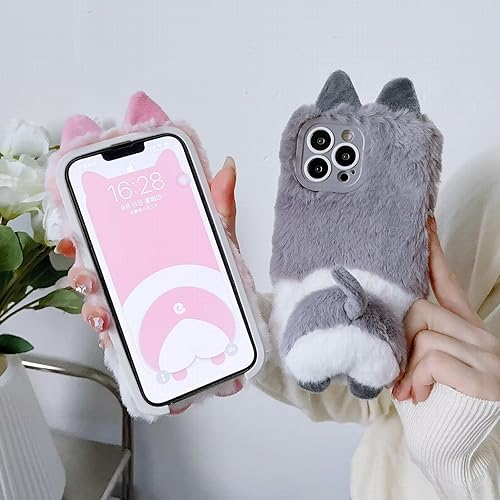 Miniatura 3 de ANSCLT Funda de felpa linda para teléfono Corgi Butt - adecuada para iPhone 13 Pro Max, funda de poliuretano termoplástico suave y esponjoso,