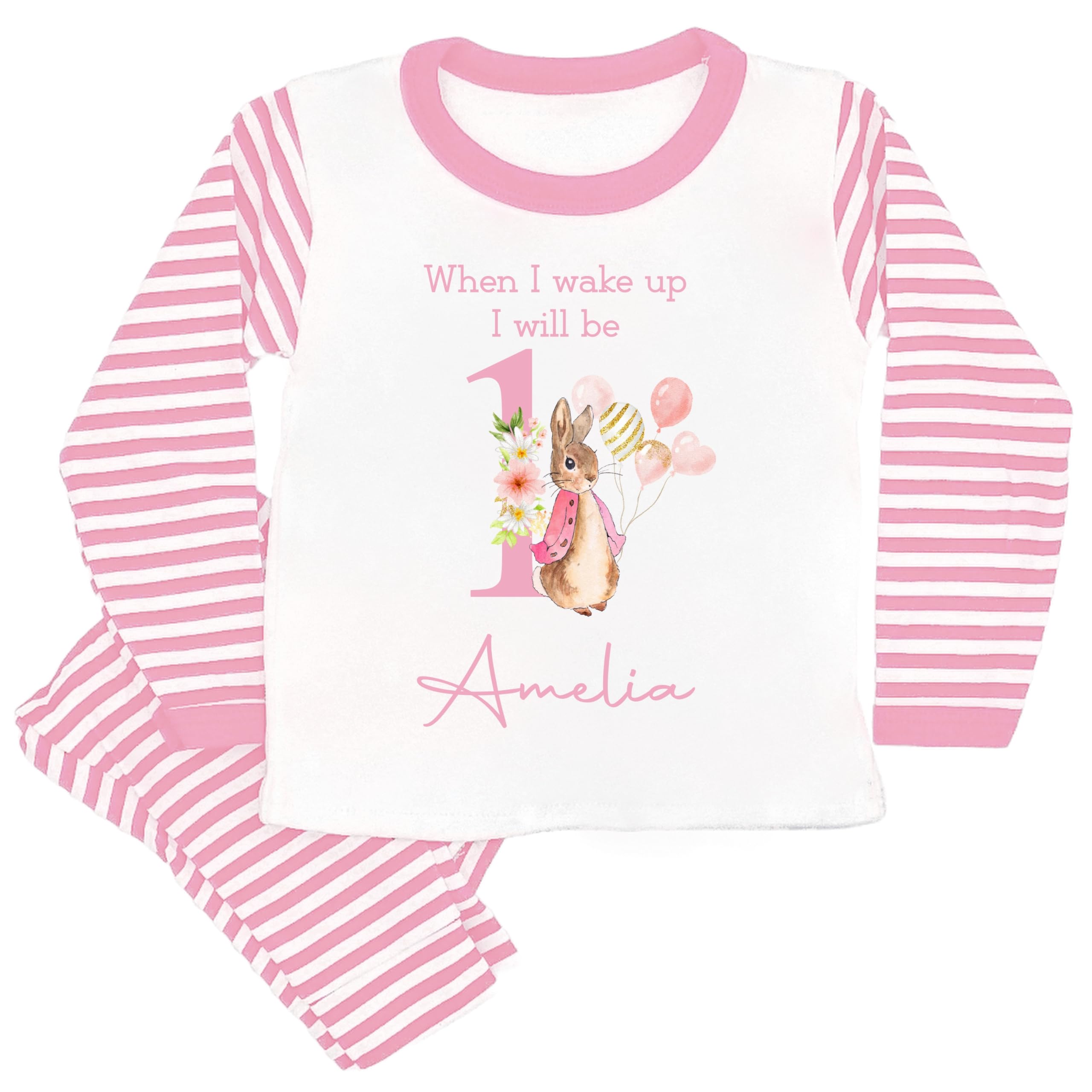 allaboutthebumpPersonalised Girl's Birthday Pyjamas When I Wake Up I Will Be Pink Rabbit