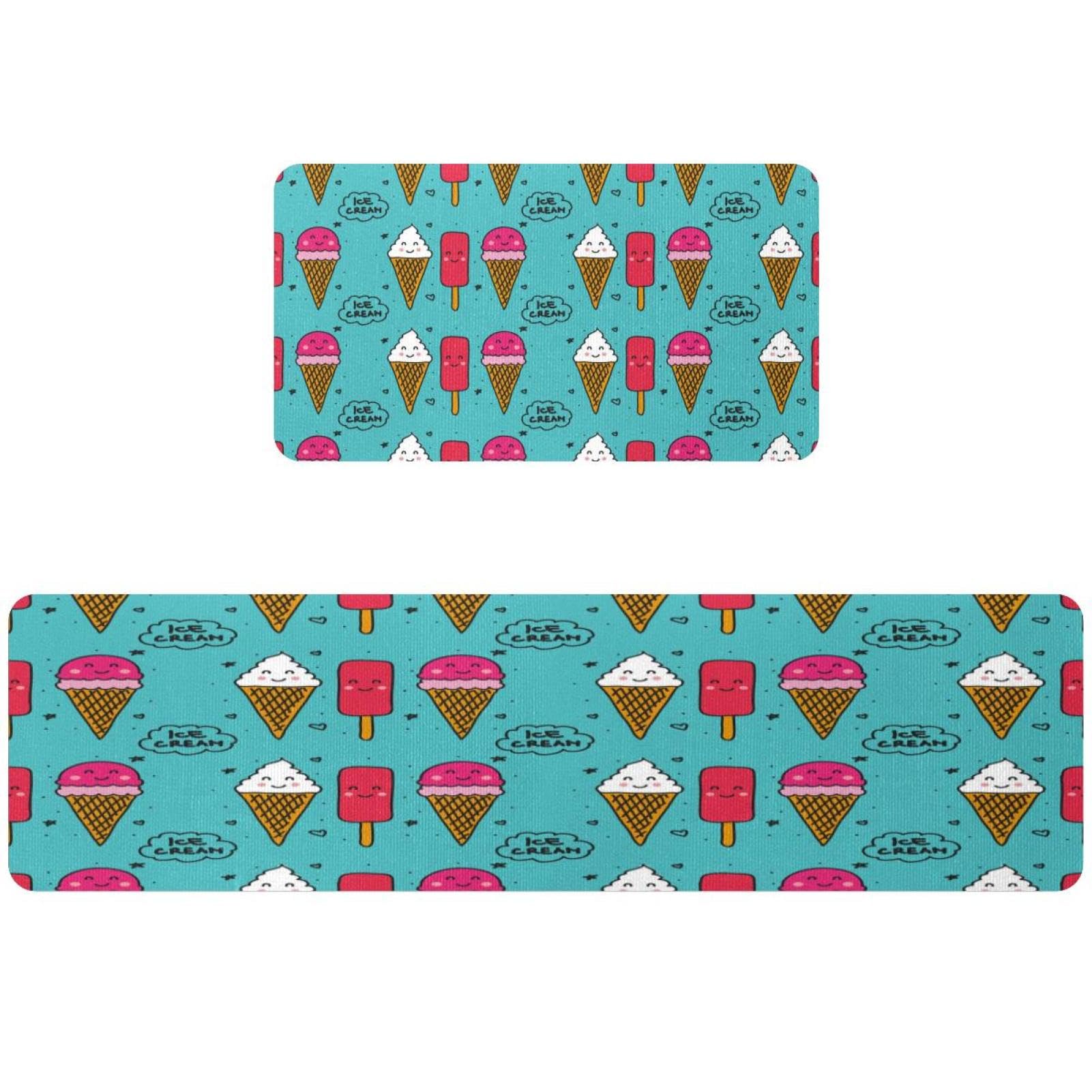 Alfombrillas de cocina con helados azules para dar un toque fresco a tu pasillo y lavado