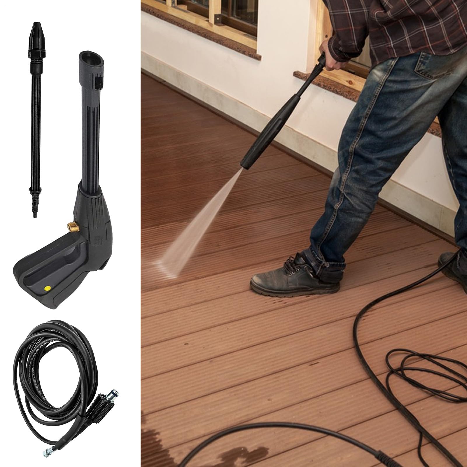 Pistola Ad Alta Pressione Professionale Lavaggio Auto Resistente Tubo 500cm Per Pulizia Vetri Giardino Pareti Auto Idropulitrice Universale Design Ergonomico Impugnatura Comoda