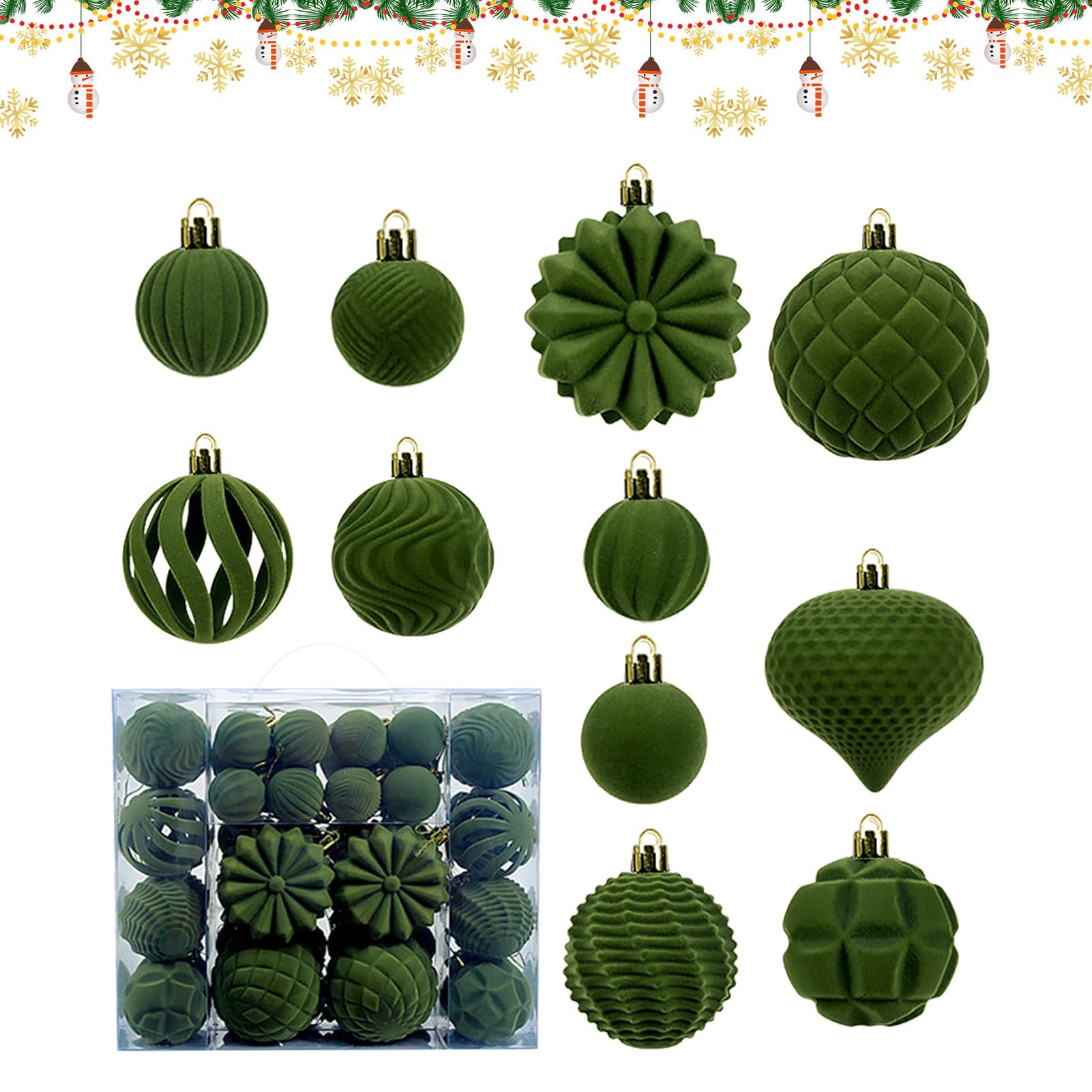 Boules de sapin de Noël floquées décoration de fête extérieur et jardin
