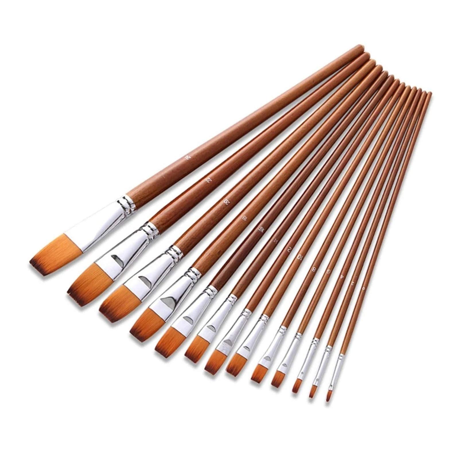 Set di Pennelli 13pcs arte professionale Pennelli Set lungo manico in legno di nylon dei capelli Pennello per Principianti e Professionisti(Type 2)