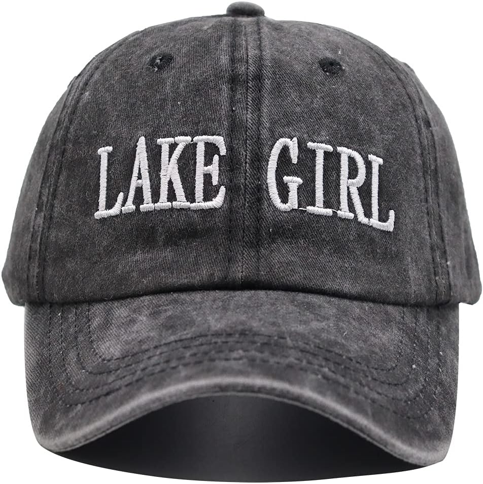 OASCUVER Women Lake Girl Ponytail Hat, Embroidery Adjustable Baseball Cap Washed Distressed Messy High Bun Ponycap … - Image 2