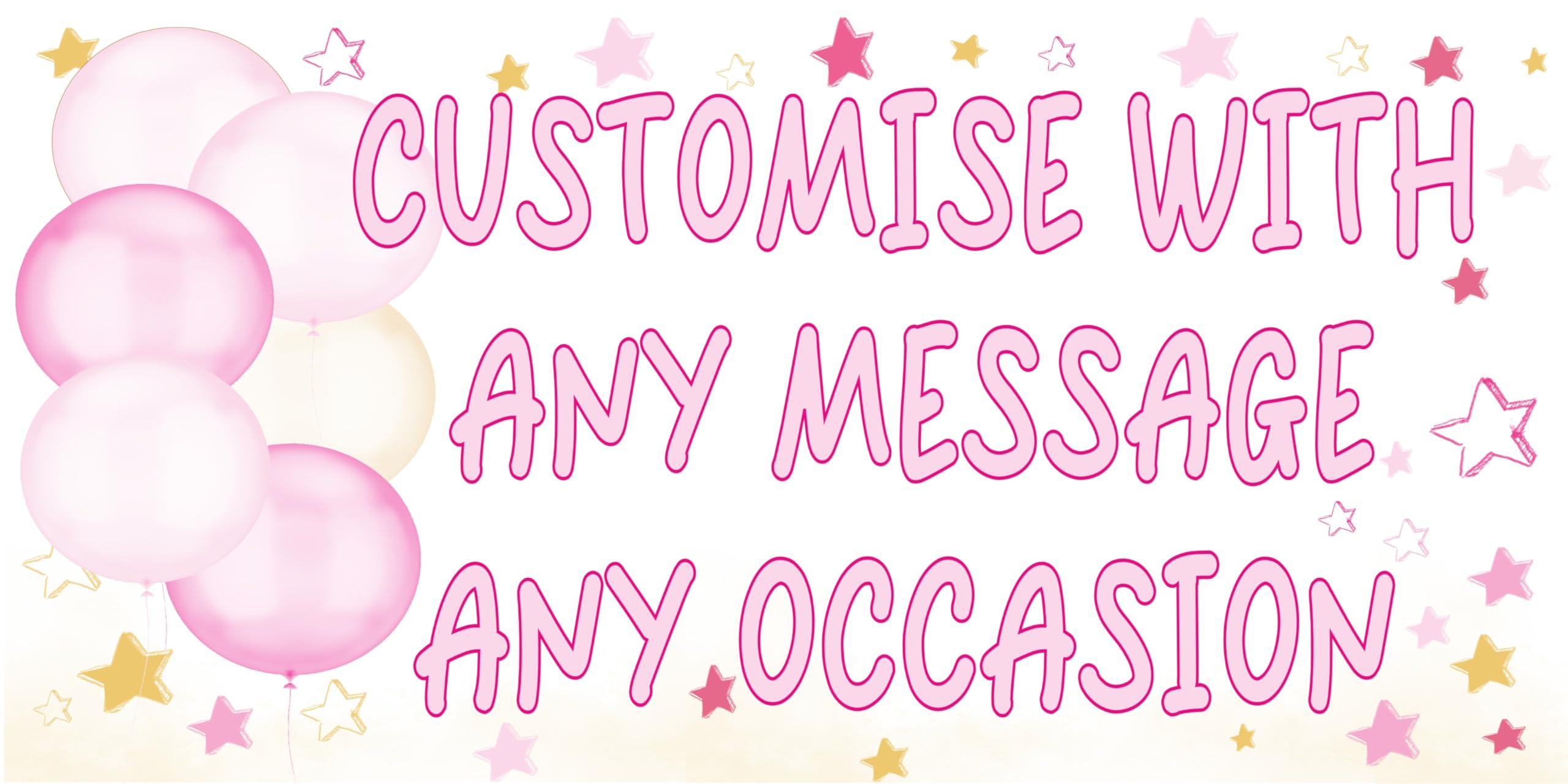 Large 4ft Personalised Banner Any Occasion Custom Message Name Age Happy Birthday Christening Hen Party Baby Shower for Women Girls Pink & Gold
