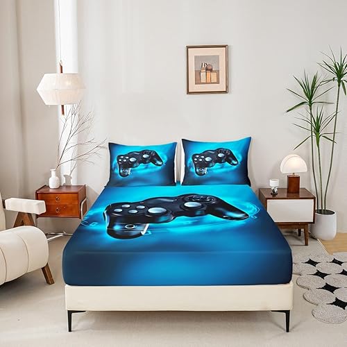 Miniatura 3 de Feelyou Juego de Ropa de Cama Gaming para Niños, Juego de Sábanas de Cama Tamaño Full, Microfibra Suave, Consola Gamer de Videojuegos, Sábana