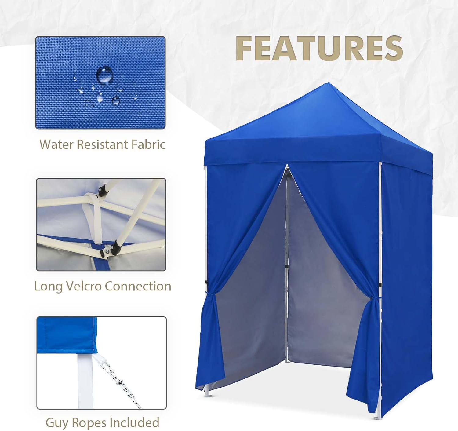 EAGLE PEAK 5x5 Instant Canopy with 4-Side Wall Panels, Small Pop up Portable Canopy Tent with Carry Bag, Light Weight Sun Shelter for Sports, Camping and Beach, Blue