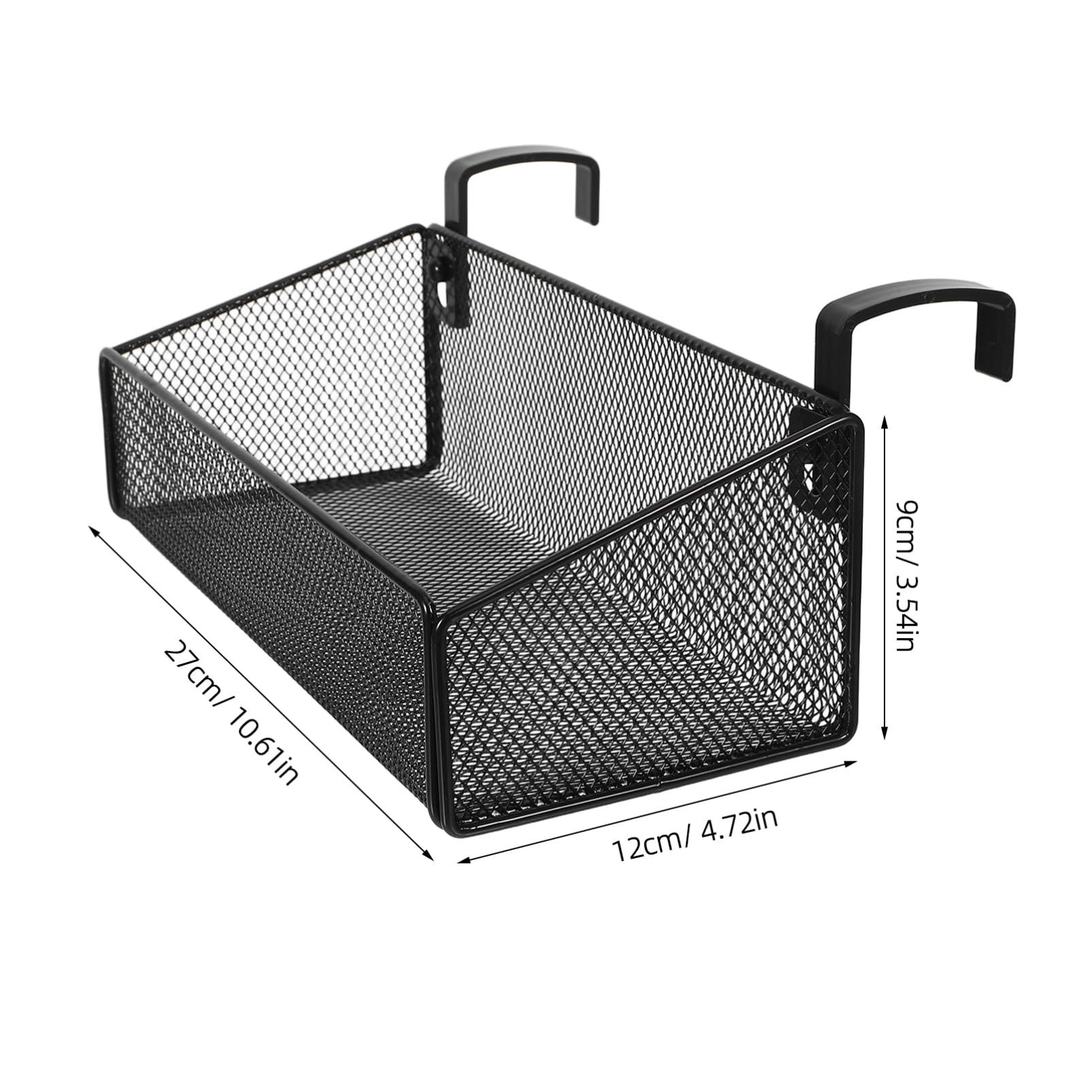 OSOLADY Bedside Hanging Storage Basket with Phone Holder Metal Wire Organizer for Bunk Beds and Dorm Rooms Space Saving for Essentials Black