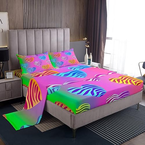 Miniatura 2 de Erosebridal Lindo juego de sábanas de arcoíris para niños y niñas, colorido degradado degradado, tamaño matrimonial, juego de sábanas Kawaii con