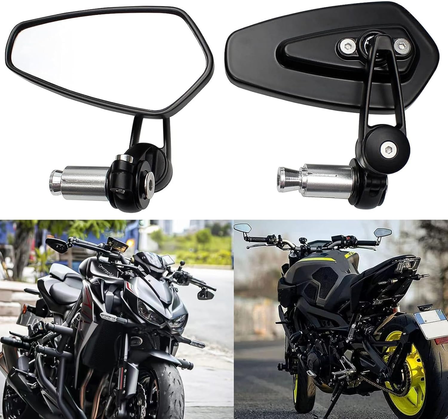 BREDUXSER Motorcycle Handlebar End Mirrors Universal 7/8" 22mm Bar End