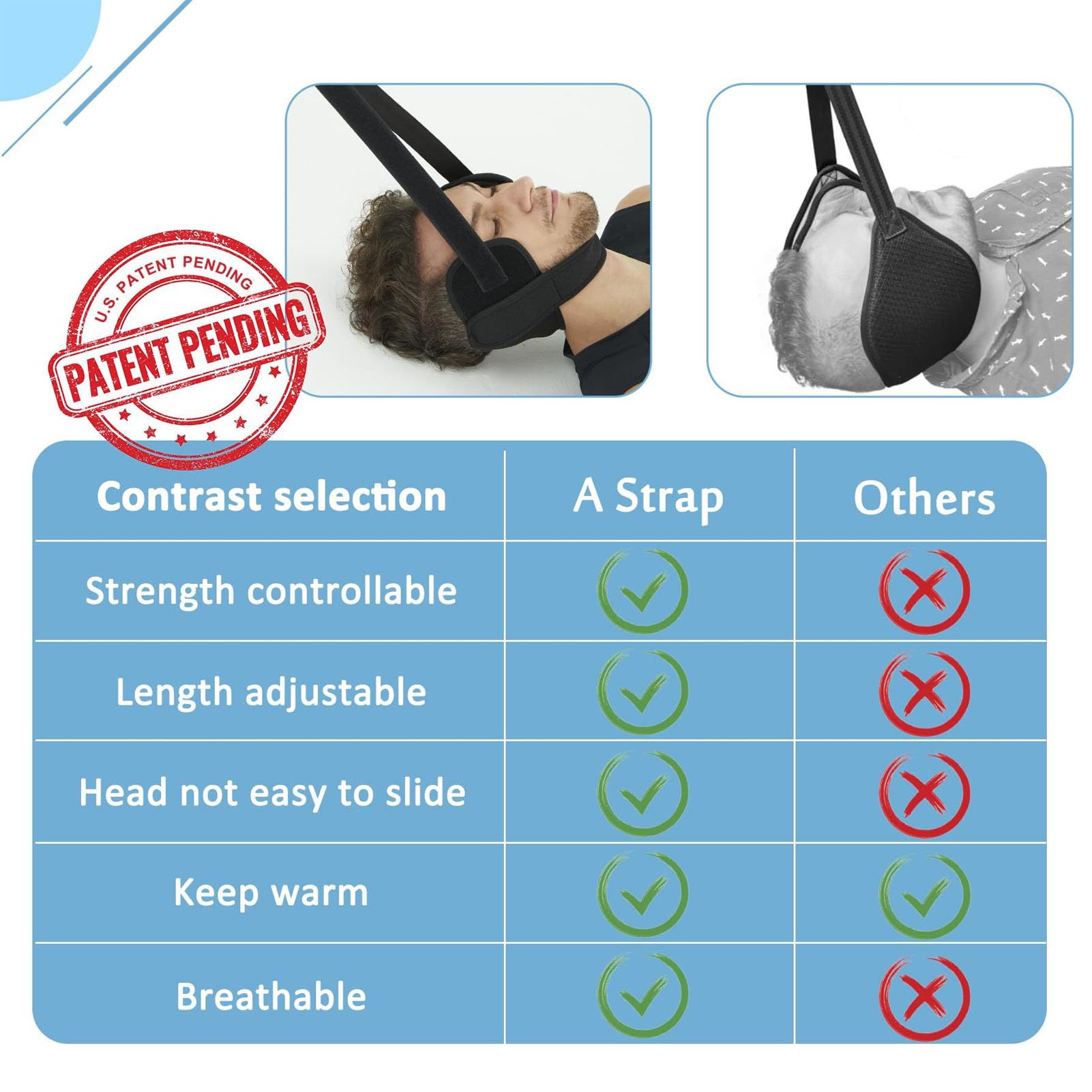Correa de estiramiento el cuello, dispositivo tracción cervical correa el cuello el dolor cuello con correa para la barbilla asa, herramienta descompresión quiropráctica la columna