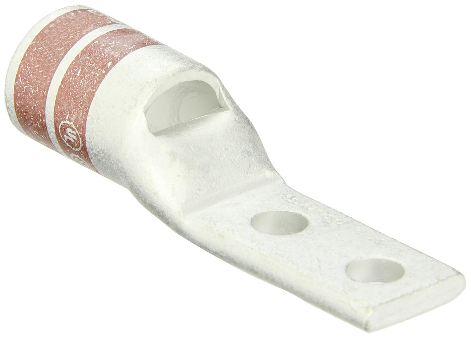 Burndy YA34L2NT38 Two Hole Hylug Code Conductor Standard Barrel Copper Compression Narrow Tongue Terminal, 500 kcmil Conductor, 3/8" Stud Hole Size, 1" Stud Hole Spacing, 0.96" Tongue Width, 3.65" Length