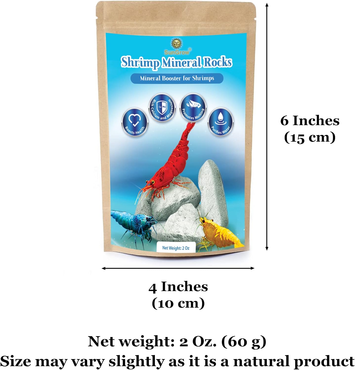 SunGrow Shrimp Rocks, for Crayfish, Hermit Crab, Snails, Crystal Red, Amano and Ghost Shrimps, 2 Ounce