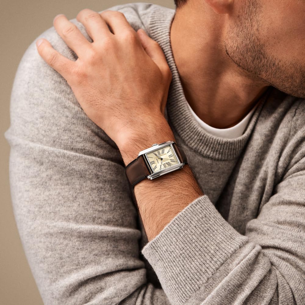 Fossil Carraway Watch for Men, Quartz Three Hand Movement with Leather or Stainless Steel Strap