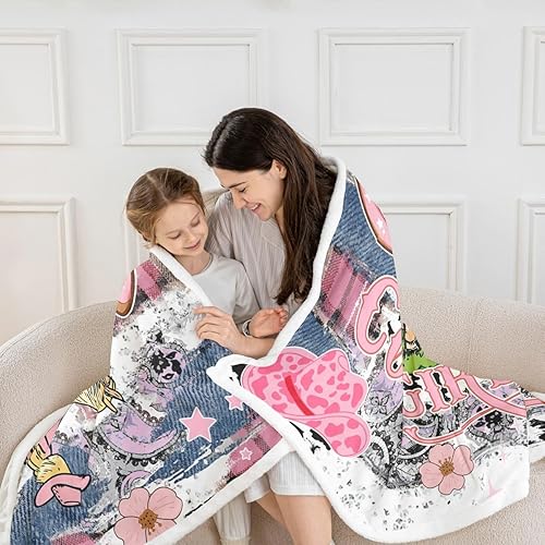 Miniatura 5 de Manta de vaqueras occidentales, para niñas, mujeres, niños, decoración de habitación de niños, manta de forro polar rústico del suroeste americano,