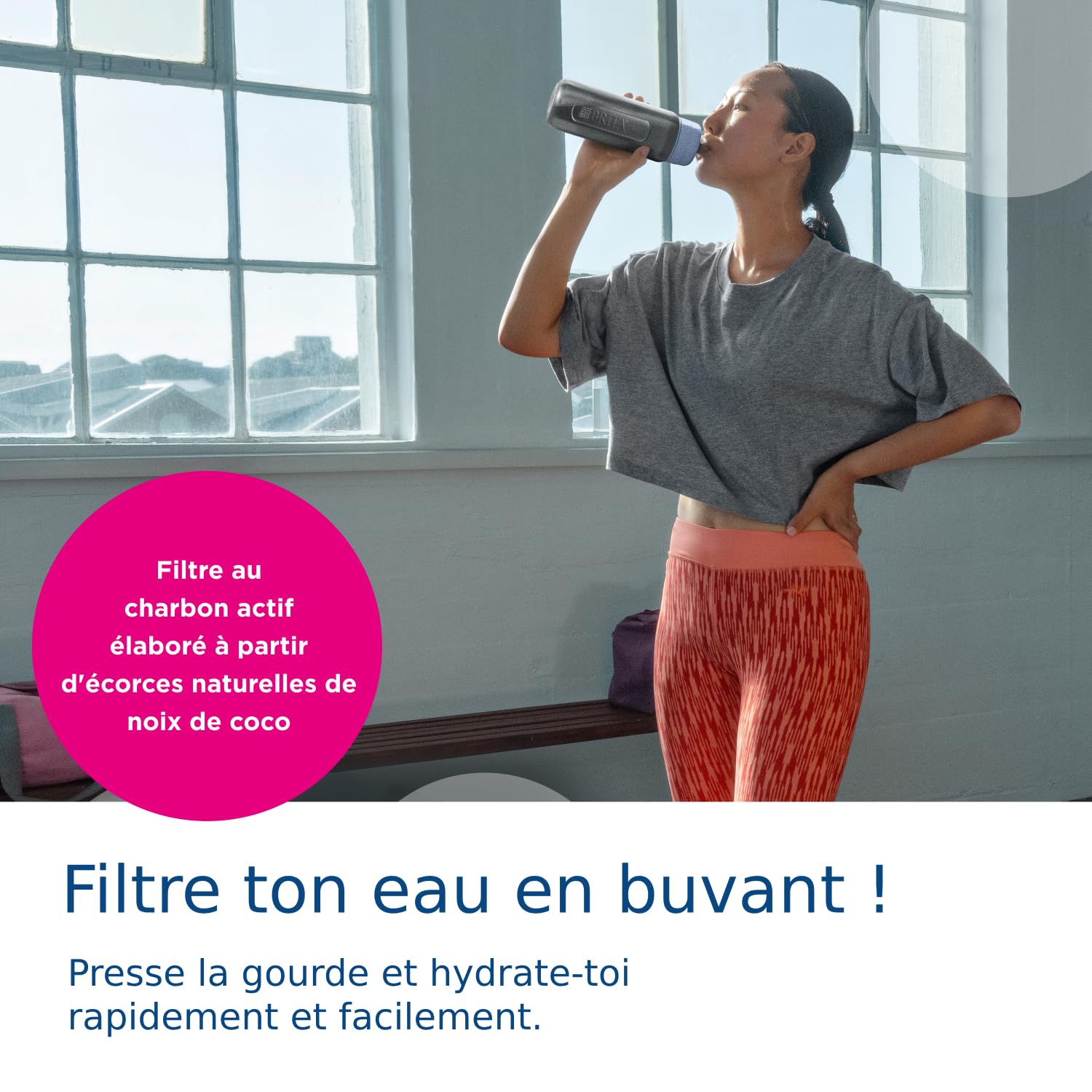 BRITA Bouteille Filtrante Active 0,6L Bleu Foncé Inclus 2 MicroDiscs - 3
