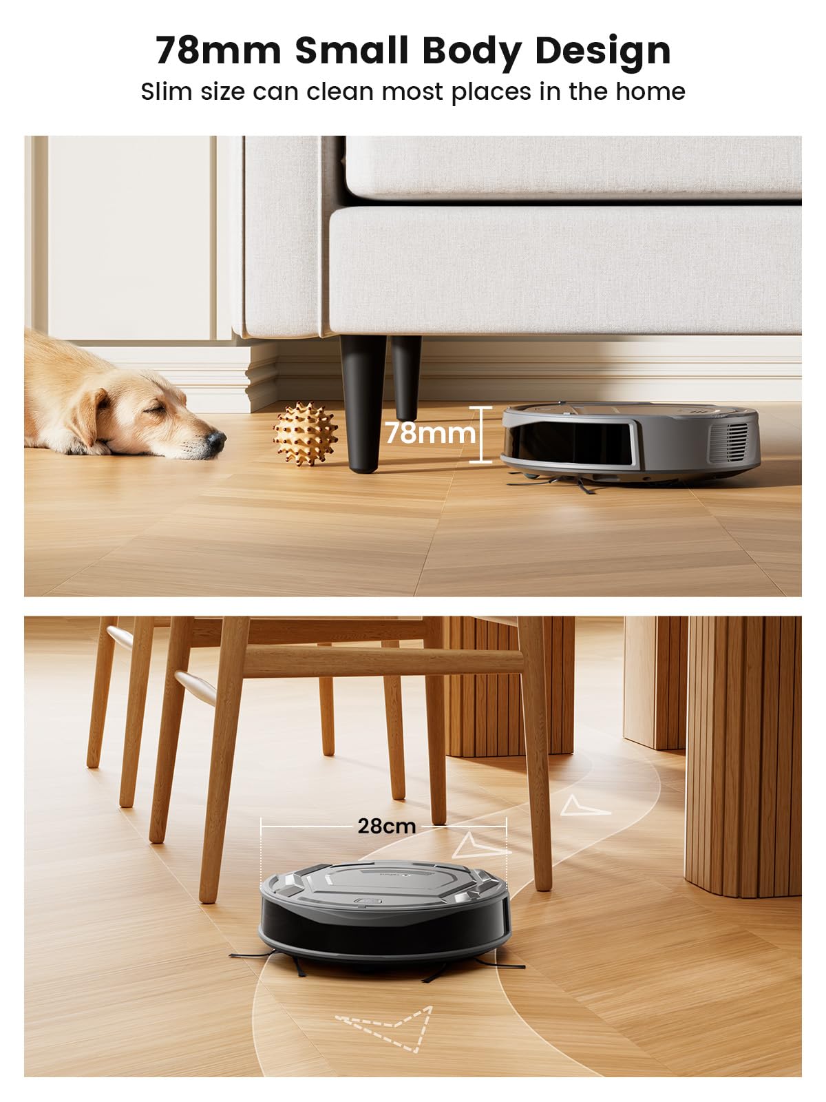 Lefant M210 Pro Robot Vacuum Cleaner, 6 Cleaning Modes, 200 Mins Runtime, 4000Pa Suction, SmartSense Technology, Grey