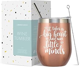 CARAKNOTS Teacher Gifts Teacher Tumbler Teacher Appreciation Gifts for Women Wine Tumbler Teacher Graduation Gifts Birthday Christmas Thank You Present for Teachers Coffee Tumbler with Straw Rose Gold