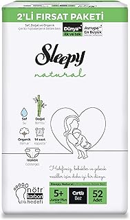 Sleepy Natural 2'li Fırsat Paketi Bebek Bezi 5+ Numara Junior Plus 52 Adet