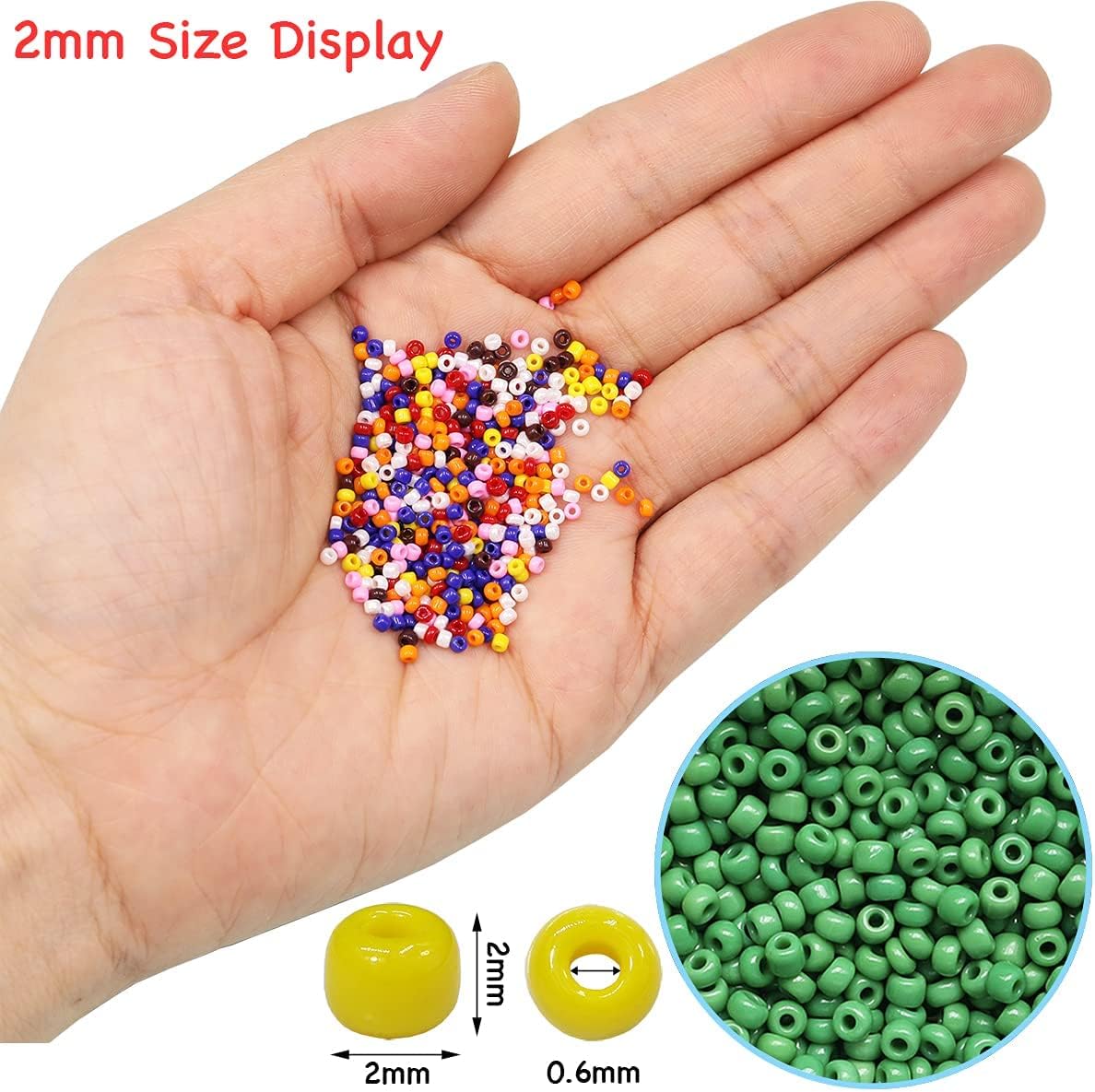BALABEAD Size 2mm Seed Beads About 24000pcs in Box Multicolor Assortment 12/0 Glass Seed Beads Small Seed Beads for Jewelry Making (1000pcs/Color, 24 Colors)