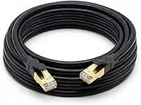 Cabo de Rede Ethernet Cat8 Blindado 40Gbps 2000MHz - Cabo LAN RJ45 Internet de Alta Velocidade para Gaming, Consoles, PC e Roteador - Conexão Estável SFTP Sem Interferência (1 Metro)